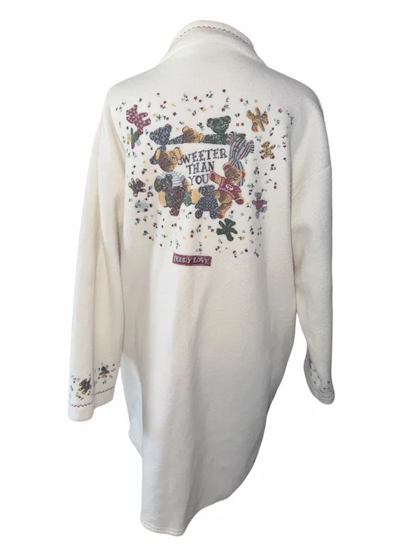 Etam Lingerie Vintage Fleece Robe Teddy Bear Sweeter Than You Long Coat Size XL - Image 5