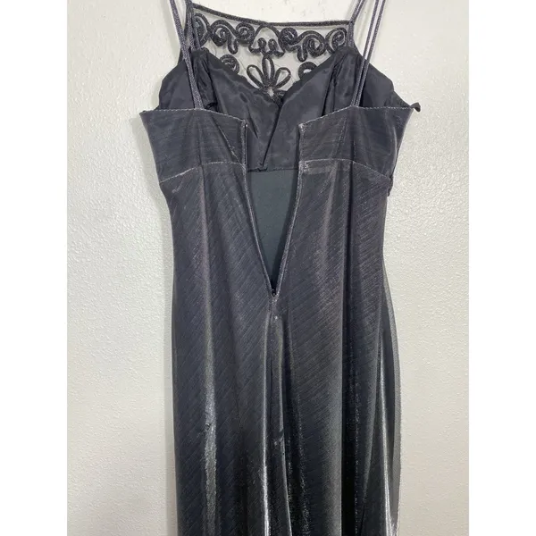 Dollar Black Embroidered Mesh Gown Scoop Neck Strappy Sleeveless Dress Medium - Image 10