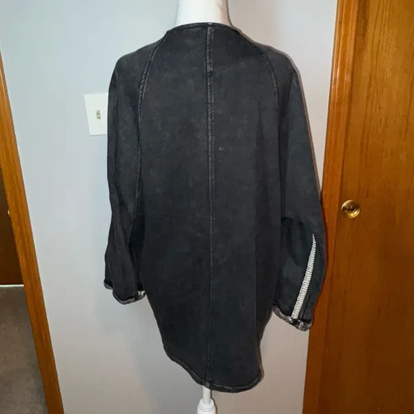 POL open front embroidered lace washed black‎ oversized cardigan size S - Image 4