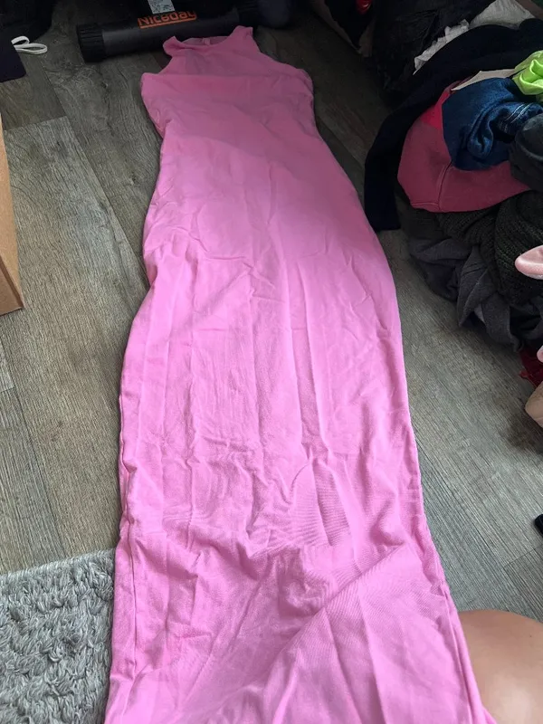 NEW • Skims • Soft Lounge Sleeveless Long Maxi Dress Cotton Candy Pink Ribbed - Image 4