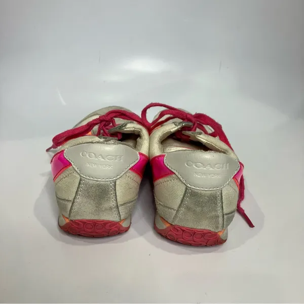 Coach Mae sneakers white orange‎ pink women’s size 9 - Image 5