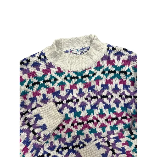 Vintage 62 East Women's Small Colorful Geometric Pattern‎ Mock Neck Sweater - Image 3