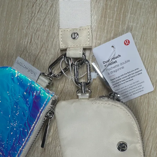 Lululemon Dual Pouch Wristlet Pink Whit Blue - Image 2