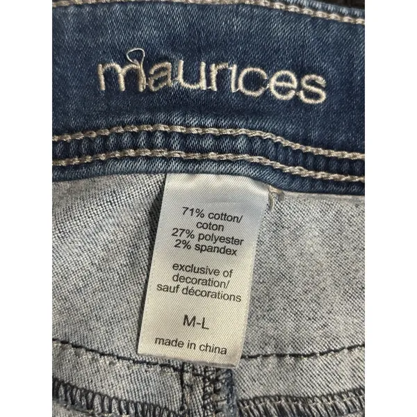 Maurices Med Wash Embroidered Straight Denim Jeans Size M-L Low‎ Rise Pockets - Image 4