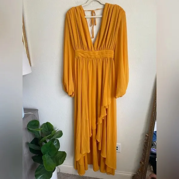 NWT Michael Costello x REVOLVE Kerry Gown in Marigold‎ Long Sleeve - Image 3