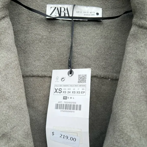 ZARA Wool Blend Coat Double Breasted Coat Size XSMALL - Image 5