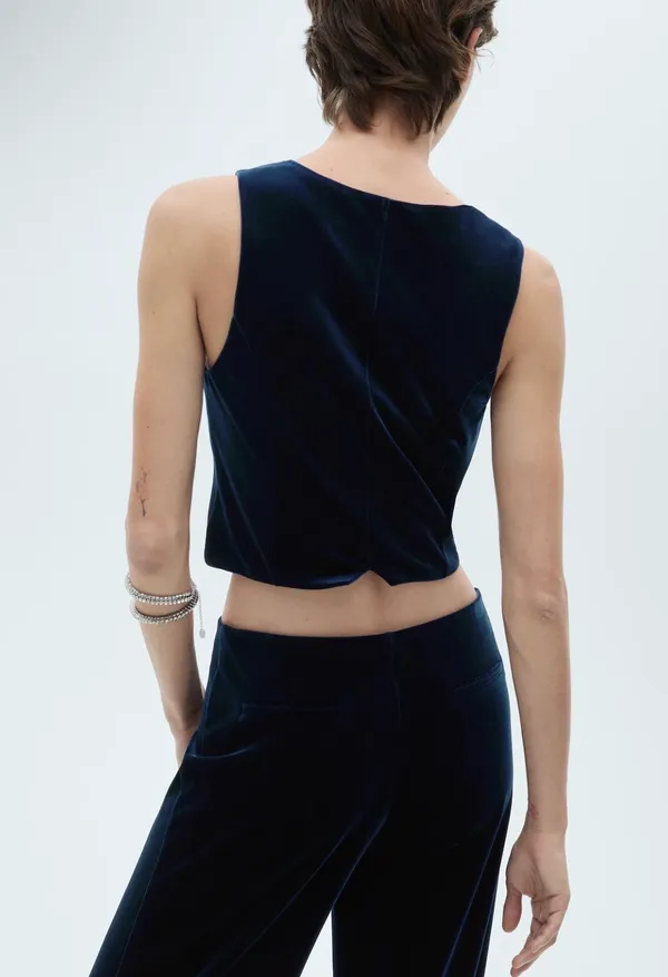 Mango Velvet Co-Ord Set Vest/Trouser "Midnight Navy" - Image 5