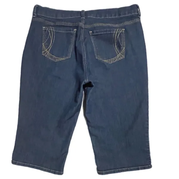 Gloria Vanderbilt Womens Dark Wash Denim Bermuda Shorts Size 12‎ Embroidery - Image 3
