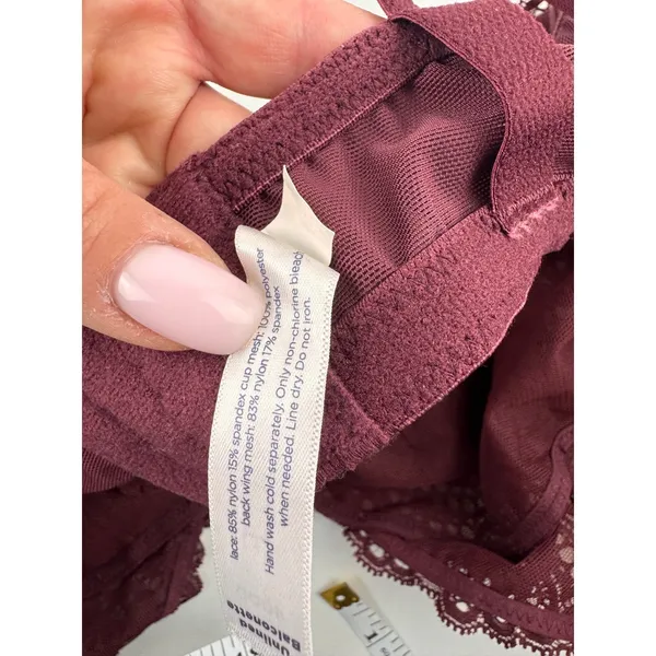 Cacique 40DD Burgundy Lace Balconette Bra Full Coverage Underwire Adjustable‎ - Image 5
