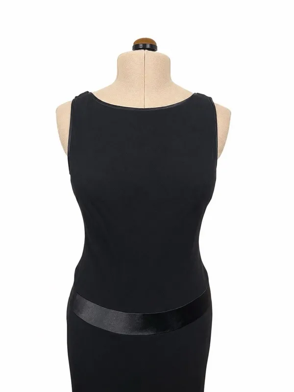 Liz Claiborne VTG Liz Taylor Black Sleeveless Midi Dress 10 Cowl Drape Back Cocktail Formal - Image 6