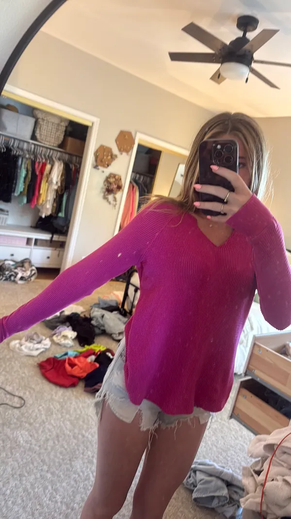 American Eagle Pink Long Sleeve Top - Image 2