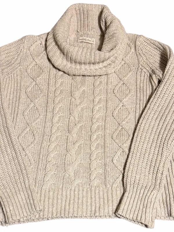 Abercrombie & Fitch Beige Cable Knit Turtleneck Sweater - Image 2