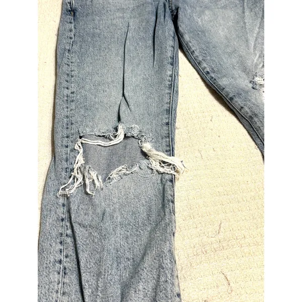 Free People Distressed Straight Leg Jeans Loose Fit Women's Size 25 Button Fly - Image 13