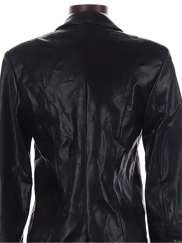Z Supply Sandelle Black Faux Leather Blazer XS Going Out Indie Minimalist Edgy - Image 6