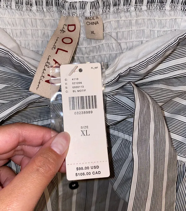 Anthropologie NWT $98 x Dolan Striped Tube Smocked Pullover Tie-Styling Top XL - Image 6