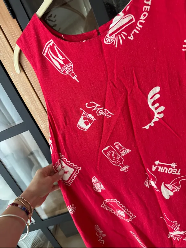 Paper heart tequila shift dress linen roundneck pockets doodles anthropologie - Image 8