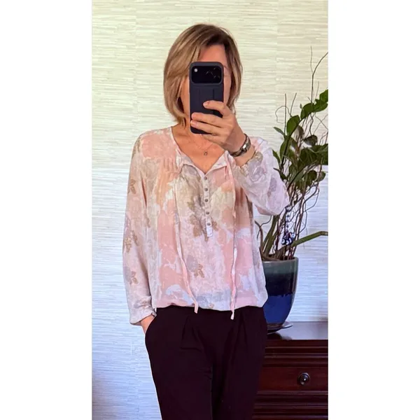 Charming Charlie Sheer Chiffon Blouse Boho Tie Neck Lightweight Size M - Image 9