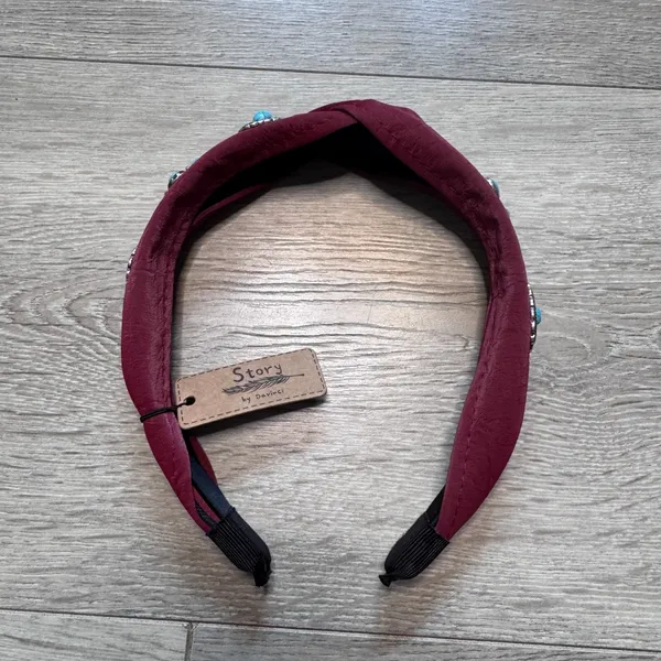 Story by Davinci Red Turquoise Concho Headband Top Knot Western Boho BG104 NWT - Image 3