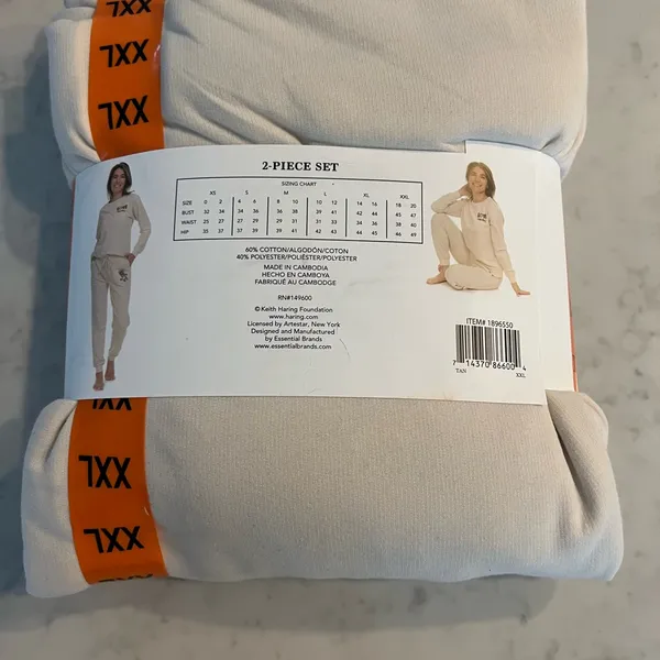 Keith Haring Women's Long Sleeve & Joggers Soft Fleece Lounge Set Cream XXL - Image 5