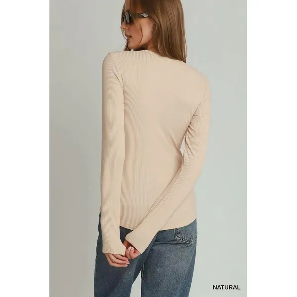 Umgee Brushed Rib Long Sleeve Top - Large‎ - Image 3