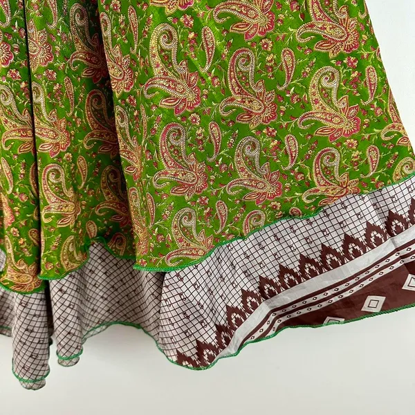 Reversible Maxi Wrap Skirt BINS403 Green - Image 3