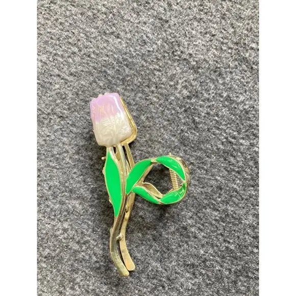 Gold Tone Tulip Flower Hair Claw‎ Clip Women S Elegant Hair Accessory - Image 5