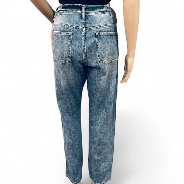 Pilcro Anthropologie Distressed Slim Boyfriend with Patchwork Side Trim Jeans 28 - Image 3
