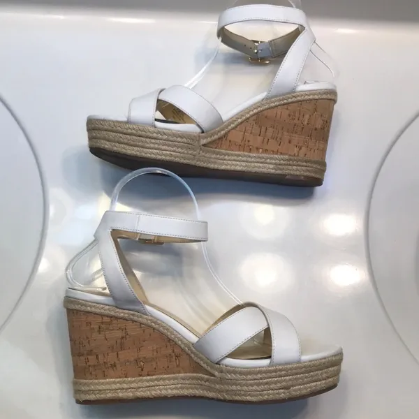 Jessica Simpson Women’s Mallika White Crossover Open Toe Espadrille Wedges - Image 5