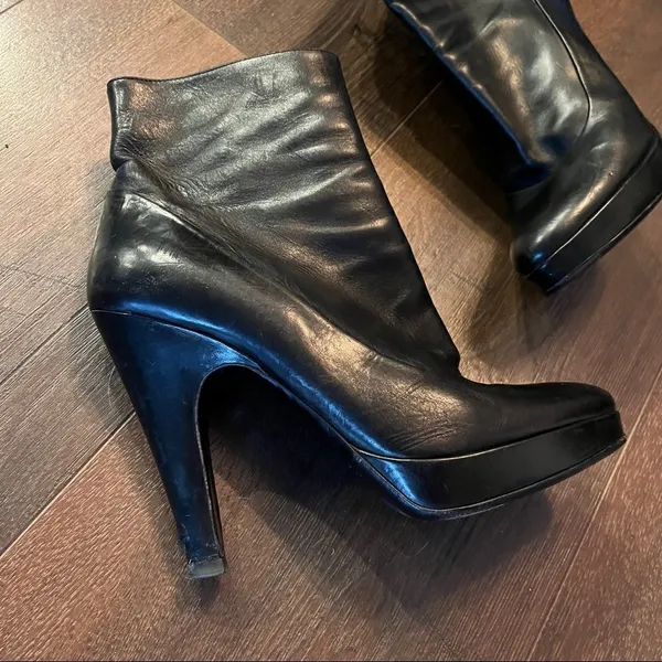 Prada Black Leather Booties - Image 2
