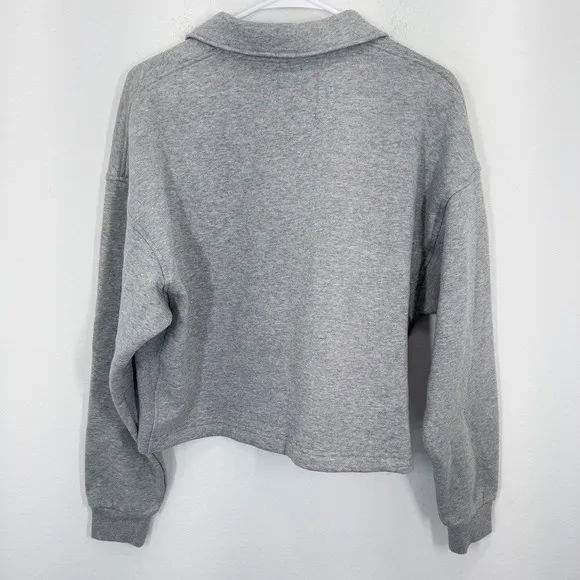 MPG Sport Grey Collared Pullover‎ Sweatshirt Cropped Boxy Athleisure Size Medium - Image 10