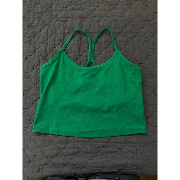 Beyond Yoga Spacedye Slim Racerback Cropped Tank in Green Grass Heather Size 1X - Image 3