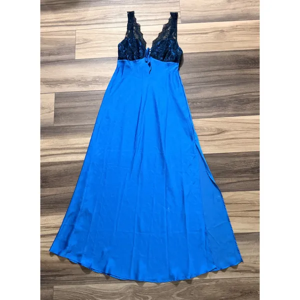 Free People Countryside Maxi Slip Campanula Combo Blue Lace Dress S - Image 2