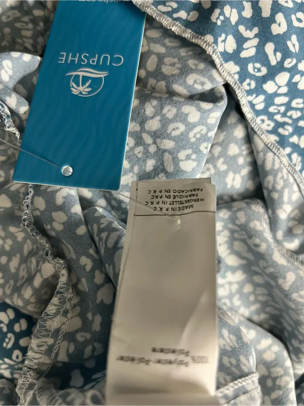Cupshe Women’s Sleeveless Blue & White Floral Printed Tie-Waist Romper MD NWT - Image 13