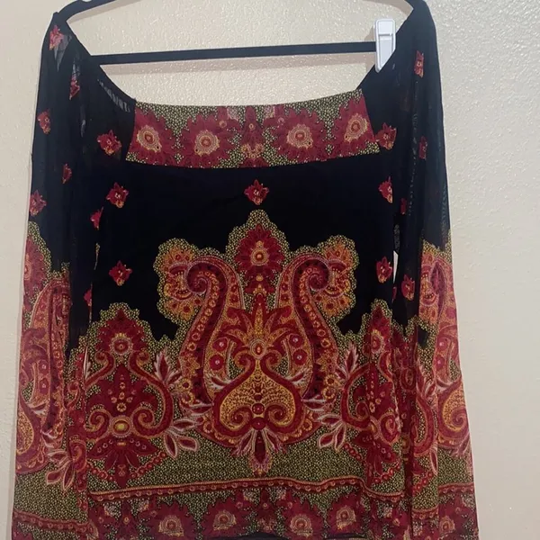 Off the shoulder bohemian Paisley grunge dark fairy sheer‎ sleeves size Medium - Image 5