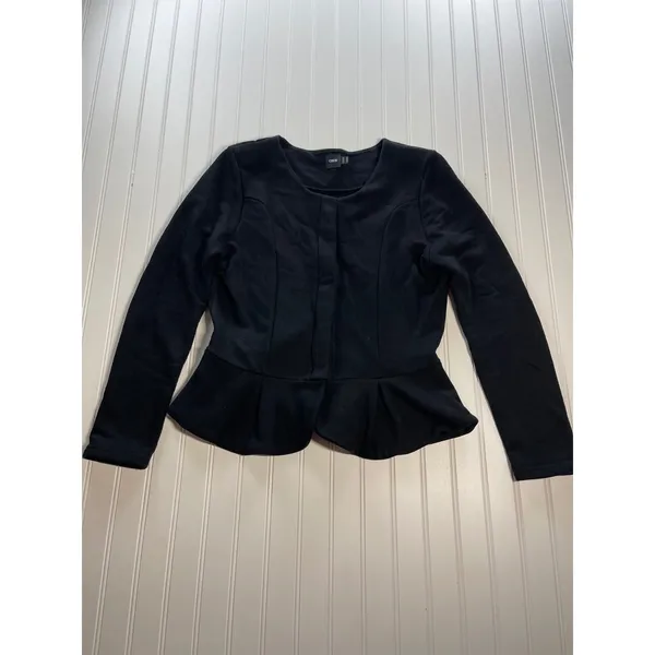 ASOS Womens Black Structured Peplum Hem Cardigan Sweatshirt Jacket US‎ 12 - Image 2