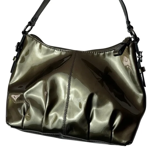 Coach‎ Y2K Madison Patent Leather Demi Small Pleated Pewter Handbag Pouch 46619 - Image 7