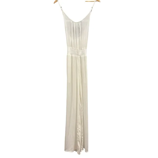 NWT prAna Fernie Wide Leg Jumpsuit M White Beach Crinkle Modal Resort Boho - Image 4