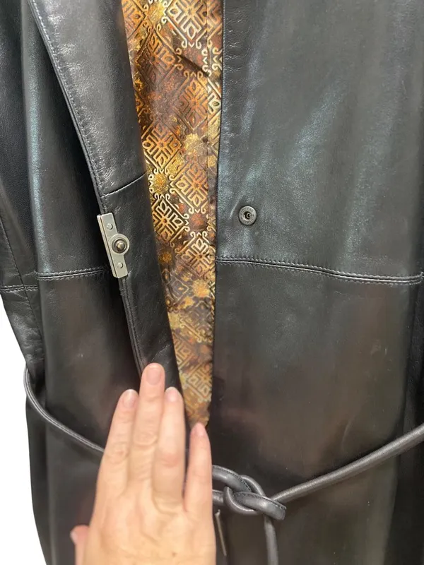 Kenneth Cole New York Y2K Long Line Genuine Leather Jacket Black Size M Soft - Image 10