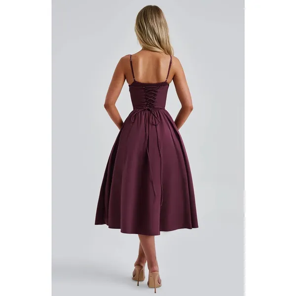 NWT Babyboo Mariella Midi Dress Cherry Lacquer Corset Fit & Flare Dress Size XS - Image 4