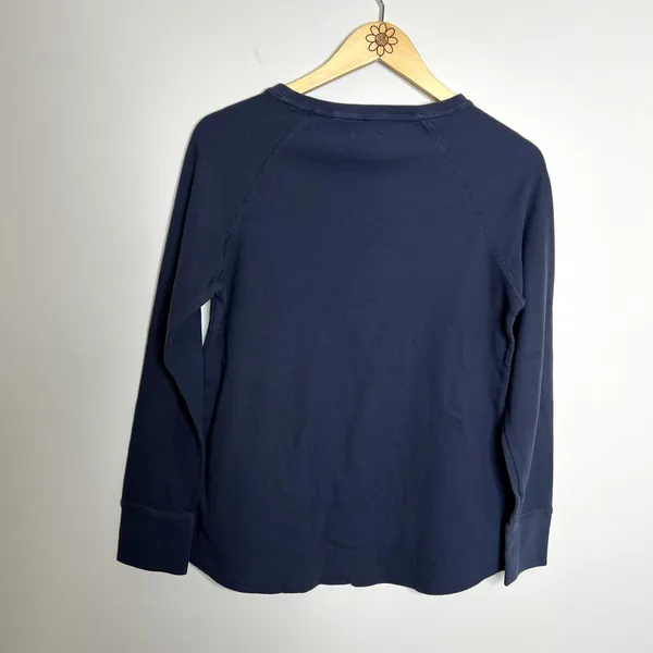 LL Bean Blue Ribbed Long Sleeve Top Size M - Image 5