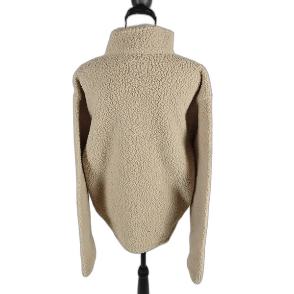 Women's Old Navy Sherpa Fleece Quarter Zip Pullover Cream Size Medium NWT - Image 2