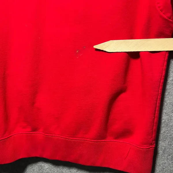Lauren Ralph Lauren Red Asymmetrical Button Hoodie Crest Sleeve‎ Womens L Y2K - Image 3