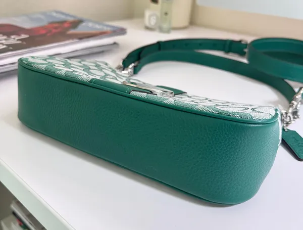 Coach C8306 Lonnie Baguette In Signature Jacquard & Leather Green - Image 5