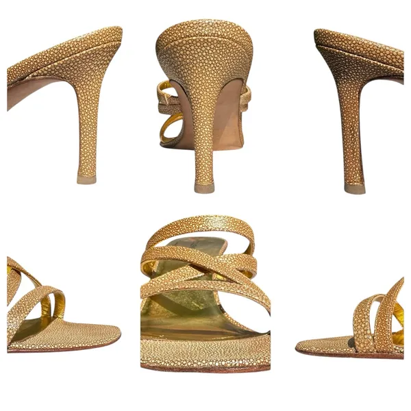 Vintage Heel Sandals Strappy Gold Metallic Ellen Tracy US 9 M 90s Casual Formal - Image 8