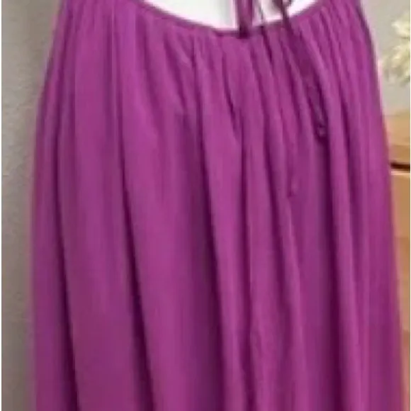 Shinestar Womens Halter Maxi Dress XL Bright Purple Boho Lace Trim Open Back - Image 3