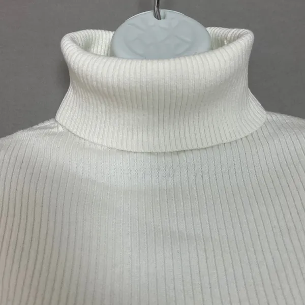French Connection Turtleneck Sweater Ribbed Knit Women‎ XS Cream White Simple - Image 14