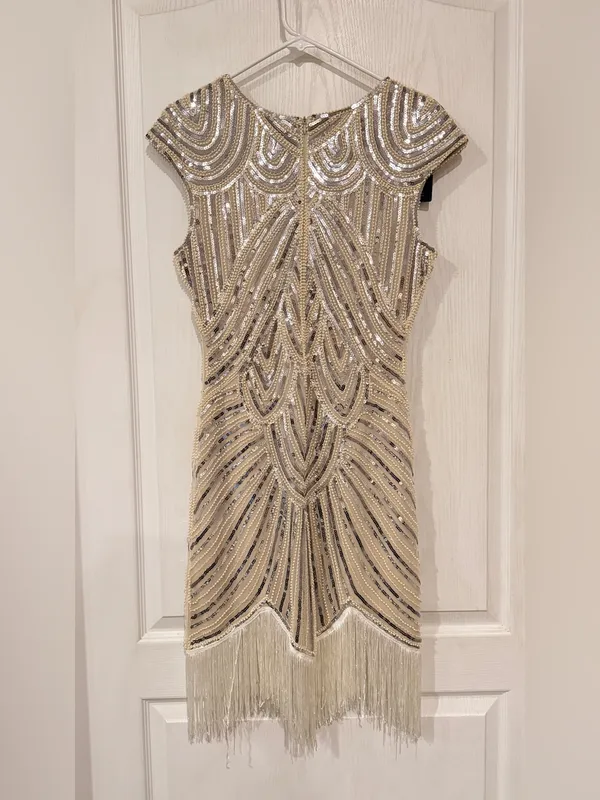 NWT Vijiv Flapper Dress Silver Size M - Image 7