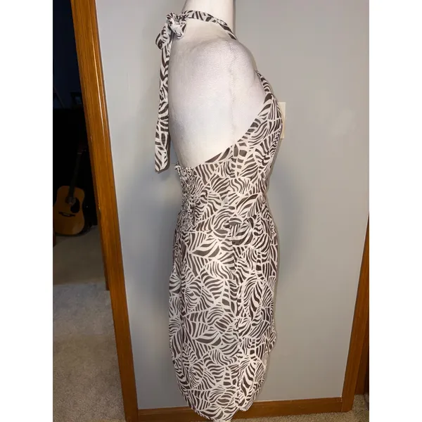 Toccin x‎ RTR Brown White Zebra Print Halter Mini Dress Size 8 Smocked Back - Image 9