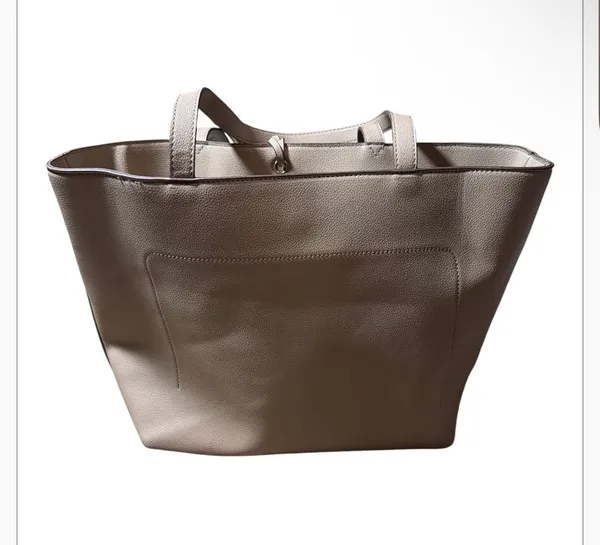 Anne Klein Solid Tote Bag With Pouch, Tan - Image 5
