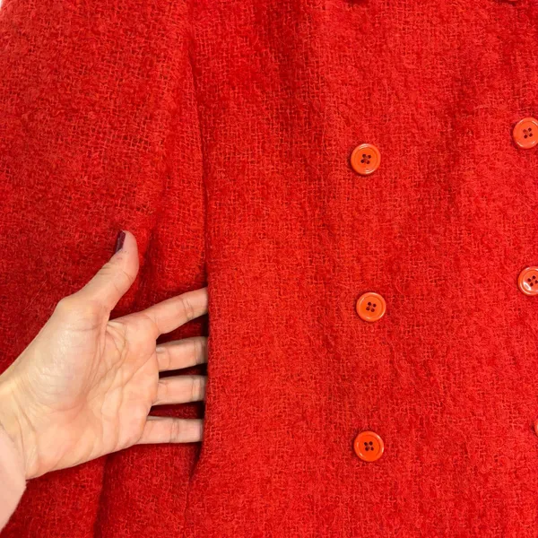 J.Crew Peacoat Red Mohair Wool Blend Double Breasted Jacket Retro Classic Work 6 - Image 2
